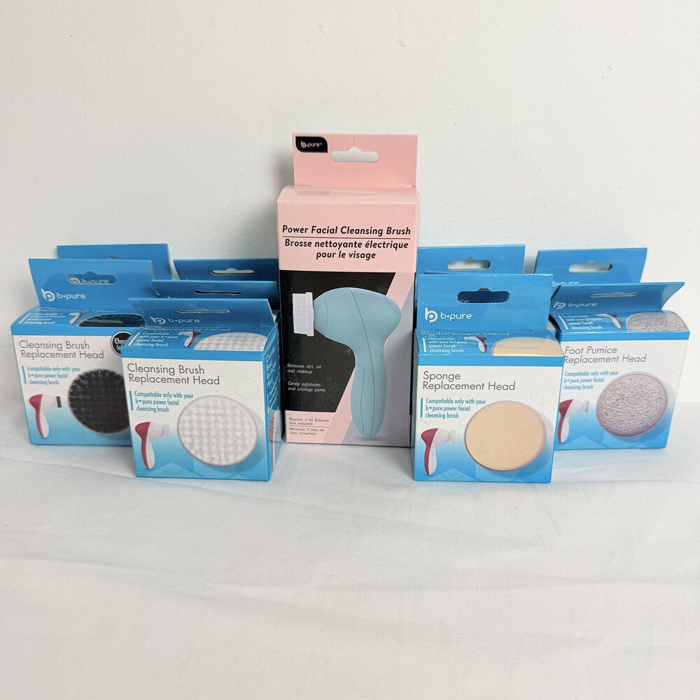Bpure Power Facial Cleansing Brush Electric Replacement Heads Set New